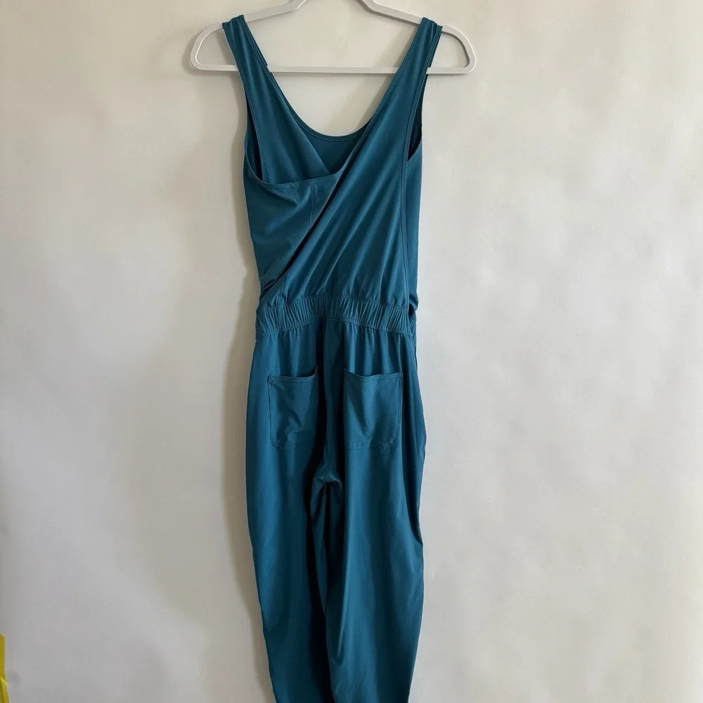 Patagonia Womens Fleetwith Romper Teal Jumpsuit XS Crossover Back Athleisure - Picture 4 of 14
